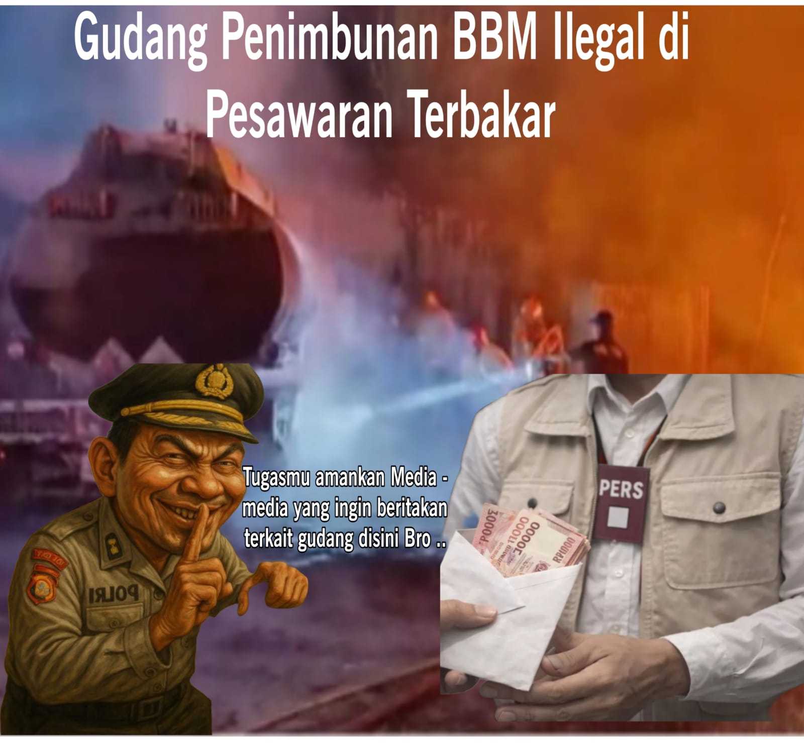 Usut Tuntas Kasus Kebakaran Diduga Gudang Penimbunan BBM Di Pesawaran Dikabarkan Libatkan Oknum Polisi yang Dibekingi Oknum Wartawan 