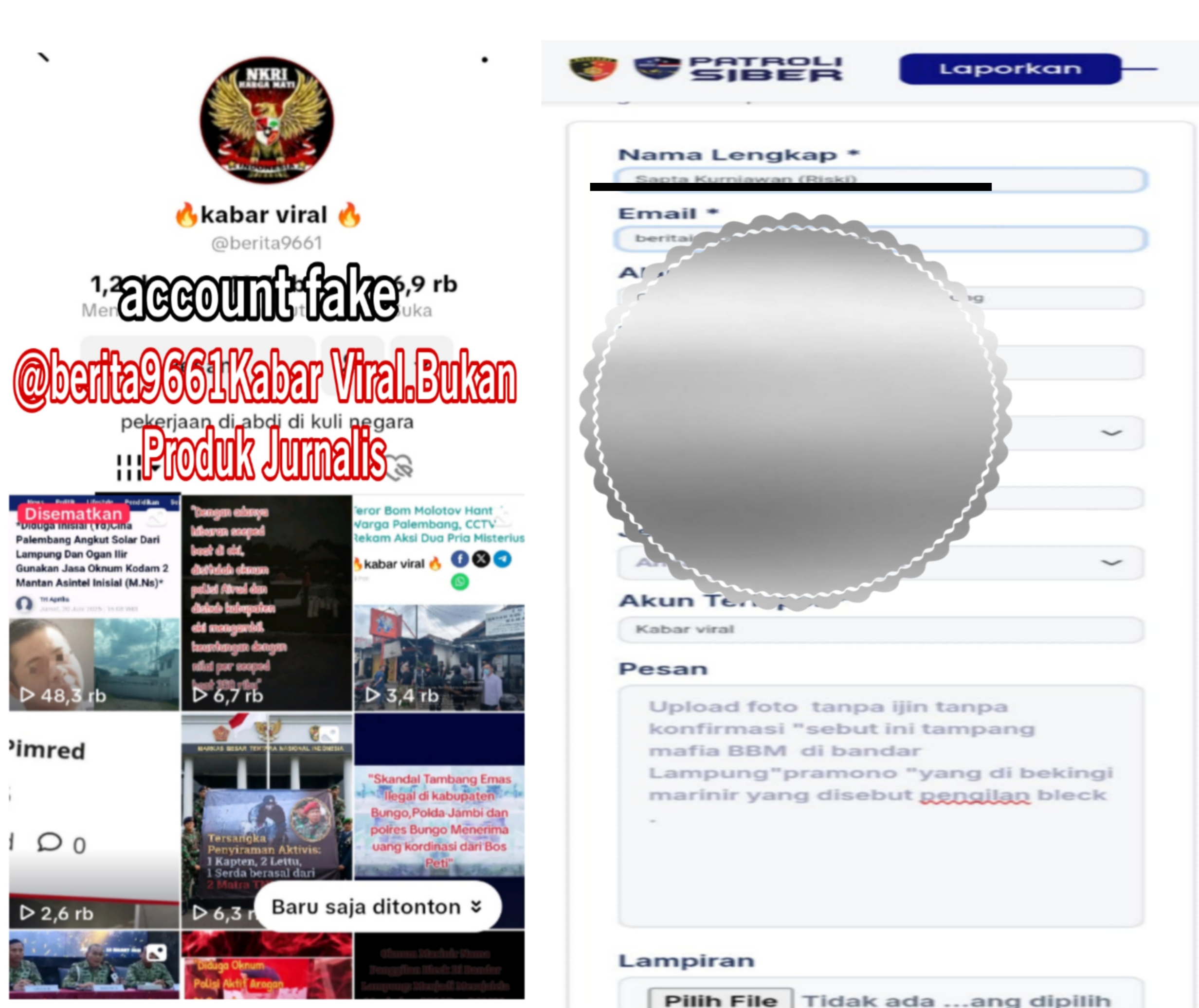 Akun Tiktok @Berita9661 Kabar Viral Dilaporkan Ke Cyber Polda Lampung Diangap Langgar UU ITE 